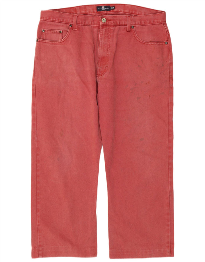 Calça jeans masculina Marks & Spencer Blue Harbor cortada W38 L24 algodão vermelho