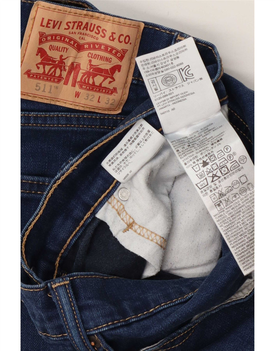 Levi's Masculino 511 Slim Jeans W32 L32 Azul Algodão