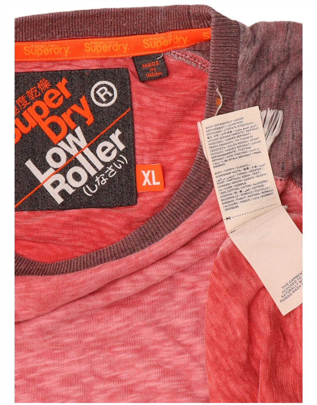 Camiseta masculina Superdry Top XL algodão colorblock vermelho