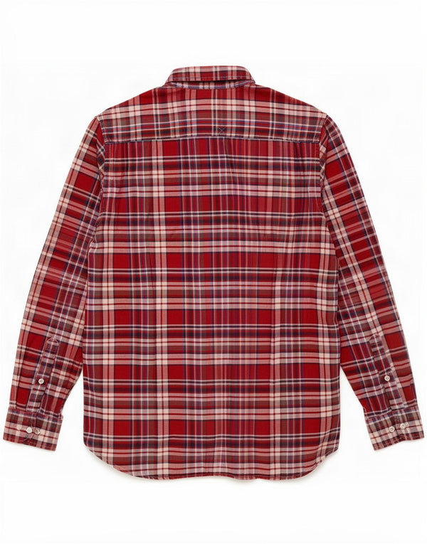 Tommy Hilfiger Camisa masculina de flanela slim fit grande algodão xadrez vermelho