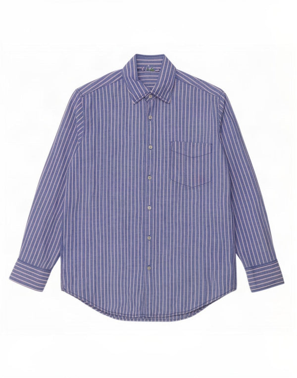 Camisa masculina Boden de linho listrado azul médio