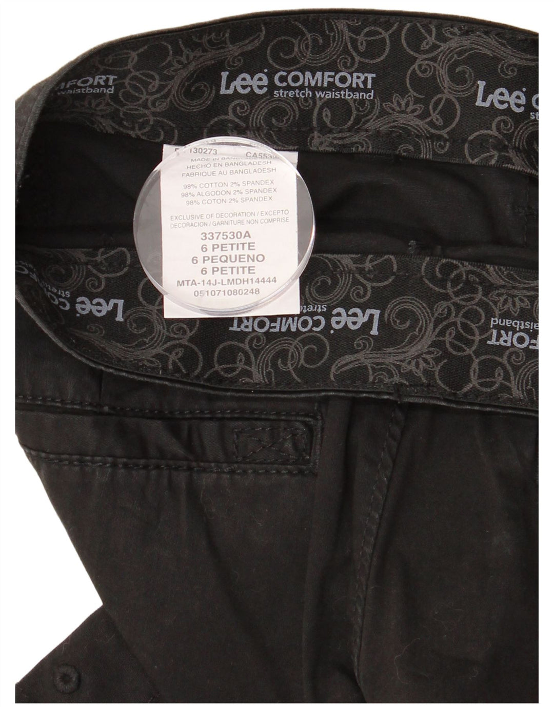 Bermuda cargo feminina LEE EUA 6 médio W30 algodão preto