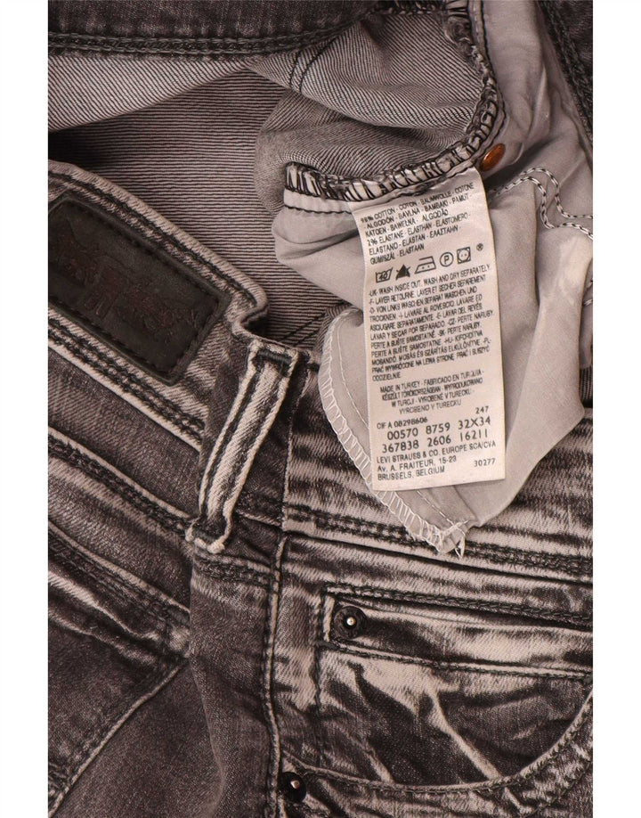 Calça jeans feminina Levi's 570 Straight W32 L34 cinza algodão