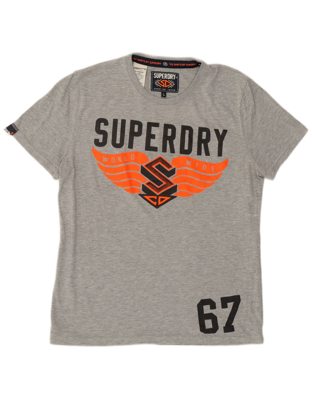 Camiseta gráfica masculina Superdry Top grande algodão cinza