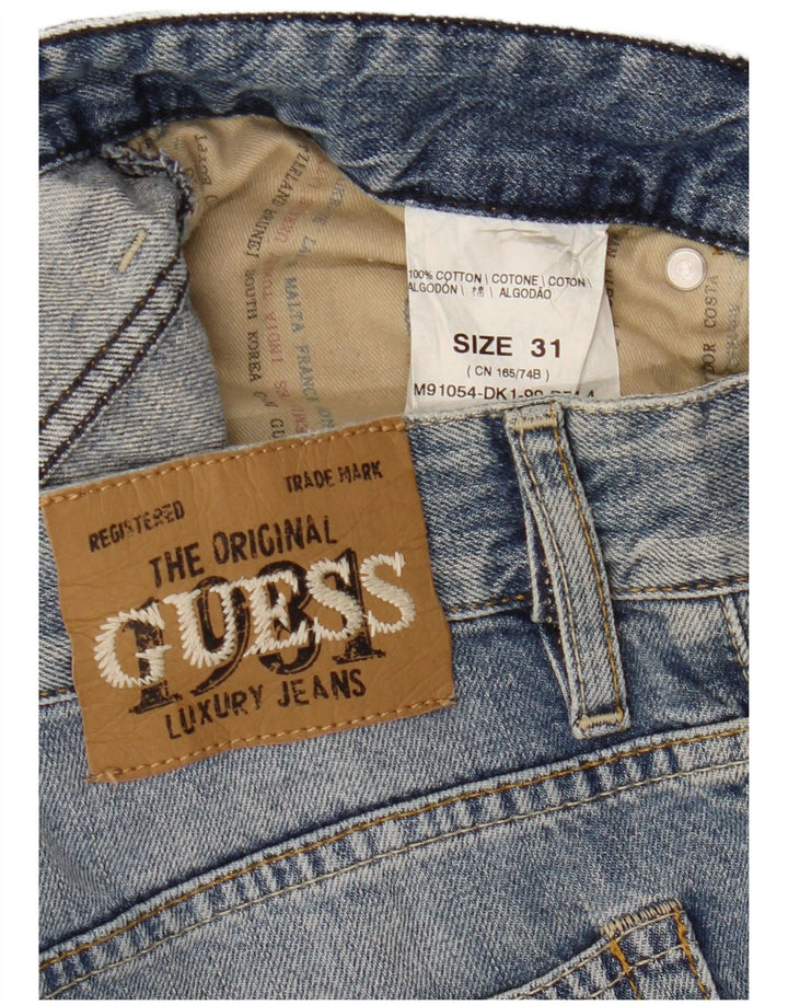 Guess Calça jeans reta feminina W31 L34 azul algodão