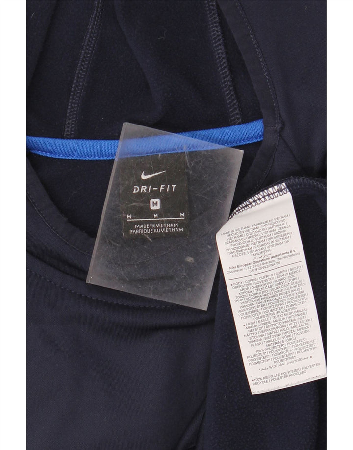 NIKE Masculino Dri Fit Hoodie Jumper Médio Azul Marinho Colourblock Poliéster