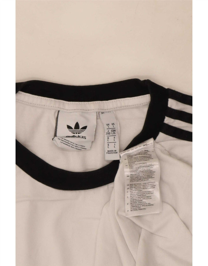 Adidas Mens Top Manga Longa Grande Algodão Branco