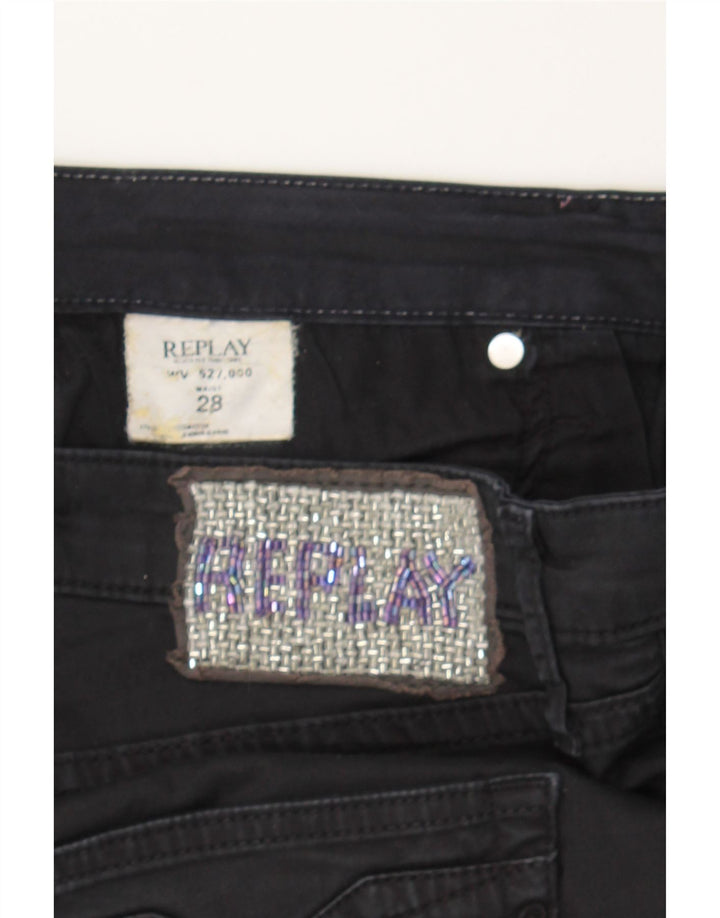 REPLAY Womens Straight Casual Trousers W28 L24 Black Vintage Replay and Second-Hand Replay from Messina Hembry 