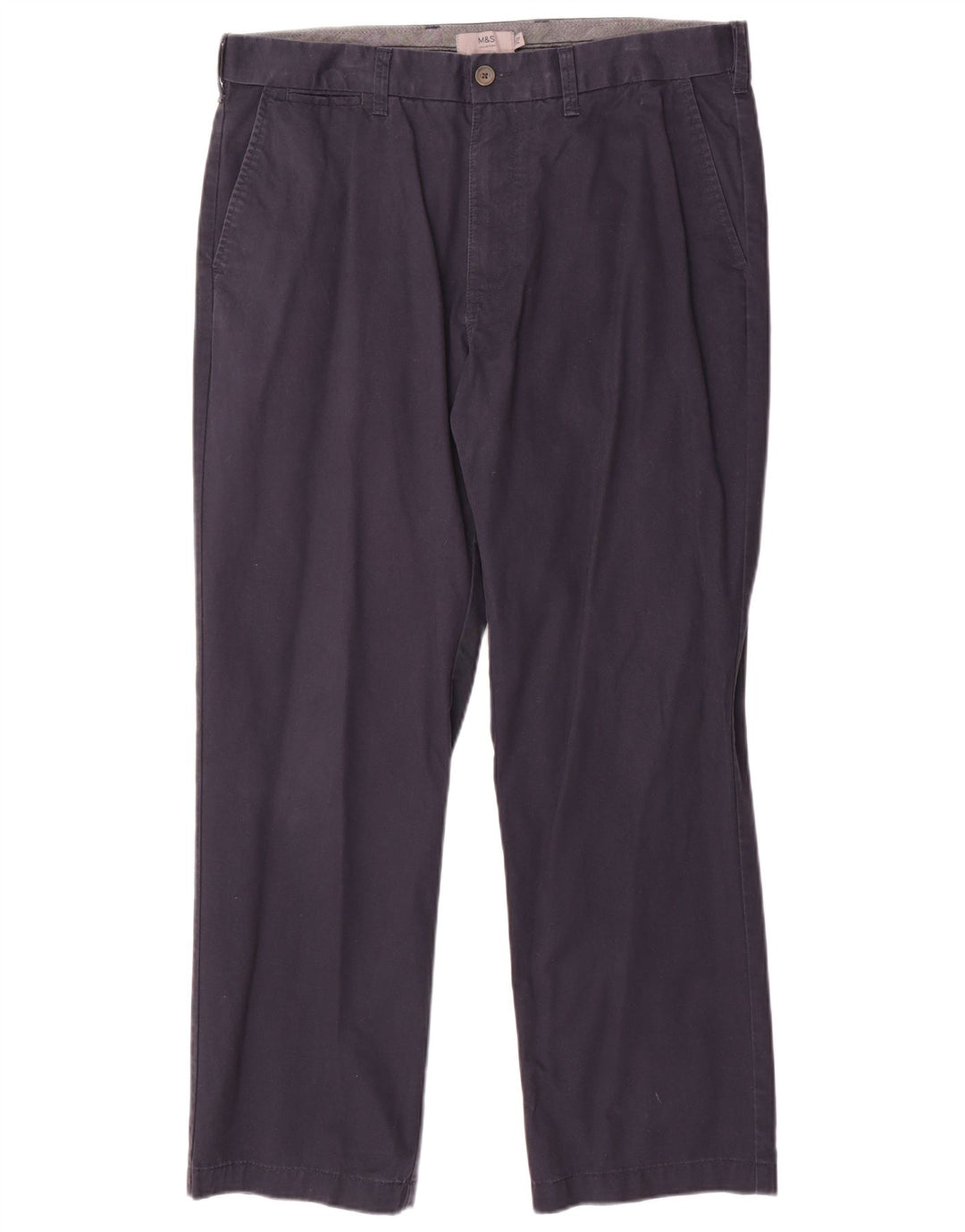 Calça Chino Regular Masculina Marks & Spencer W36 L29 Algodão Azul Marinho