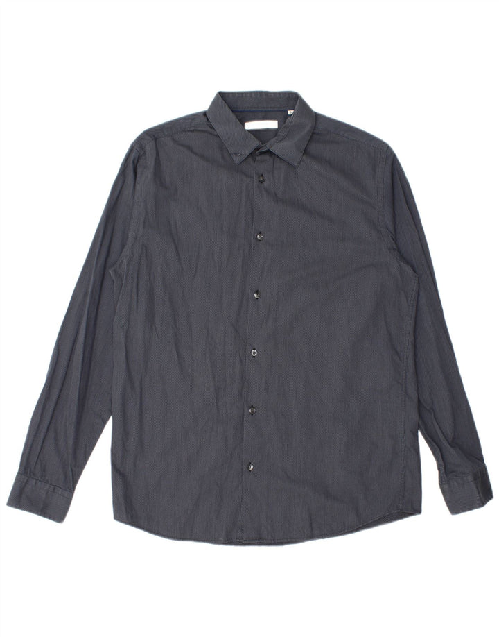 Camisa masculina Jack & Jones tamanho 42 grande algodão listrado cinza