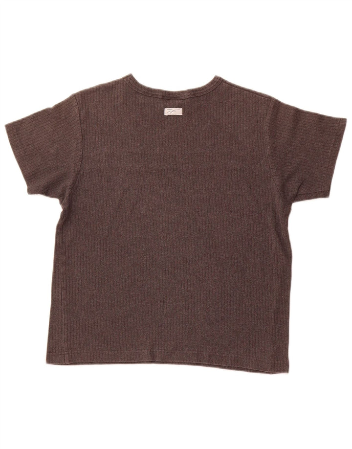 Camiseta feminina REEBOK UK 12 algodão colorblock cinza médio