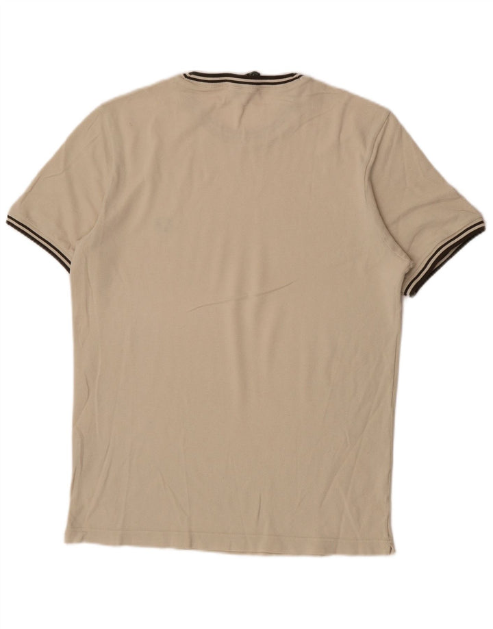 Camiseta masculina Fred Perry top pequeno algodão bege