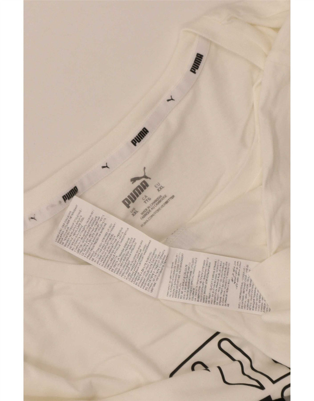 Camiseta masculina gráfica Puma Top 2XL algodão branco