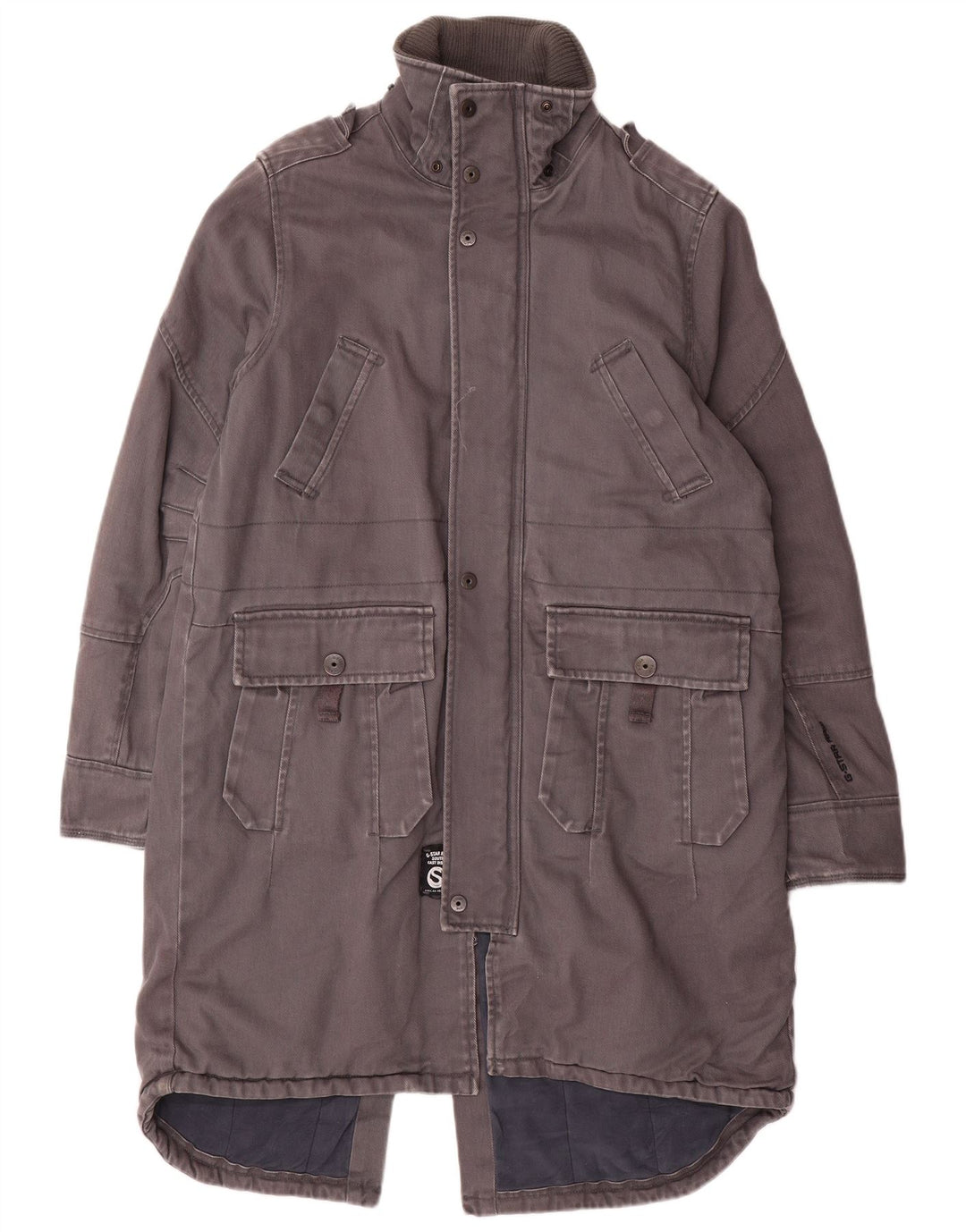 Jaqueta G-STAR masculina 3301 Graphic Parka Reino Unido 38 algodão cinza médio