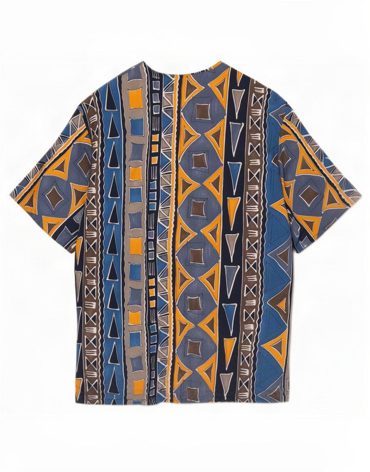 Blusa feminina de manga curta Augustus IT 44 azul médio geométrico