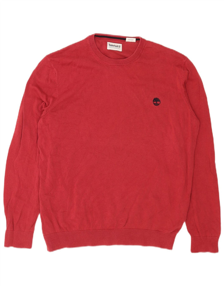 Suéter masculino Timberland com gola redonda, grande algodão vermelho