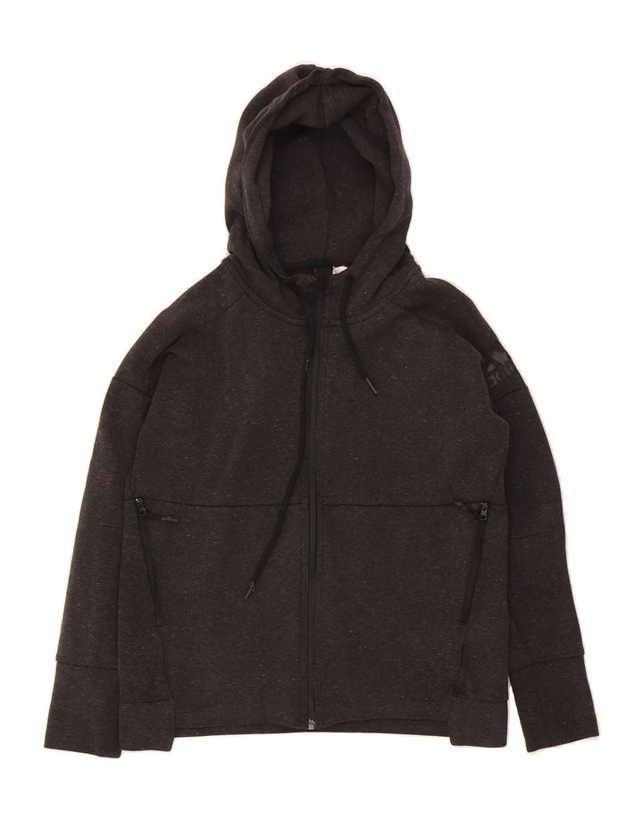 ADIDAS Womens Oversized Zip Hoodie Sweater UK 8/10 Small Grey Cotton Vintage Adidas and Second-Hand Adidas from Messina Hembry 