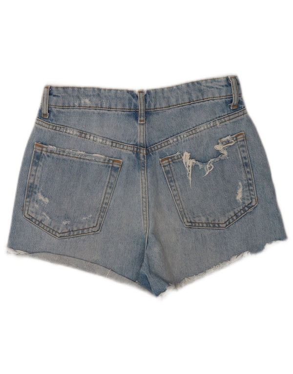 Zara Shorts jeans feminino desgastado EU 36 XS W26 azul