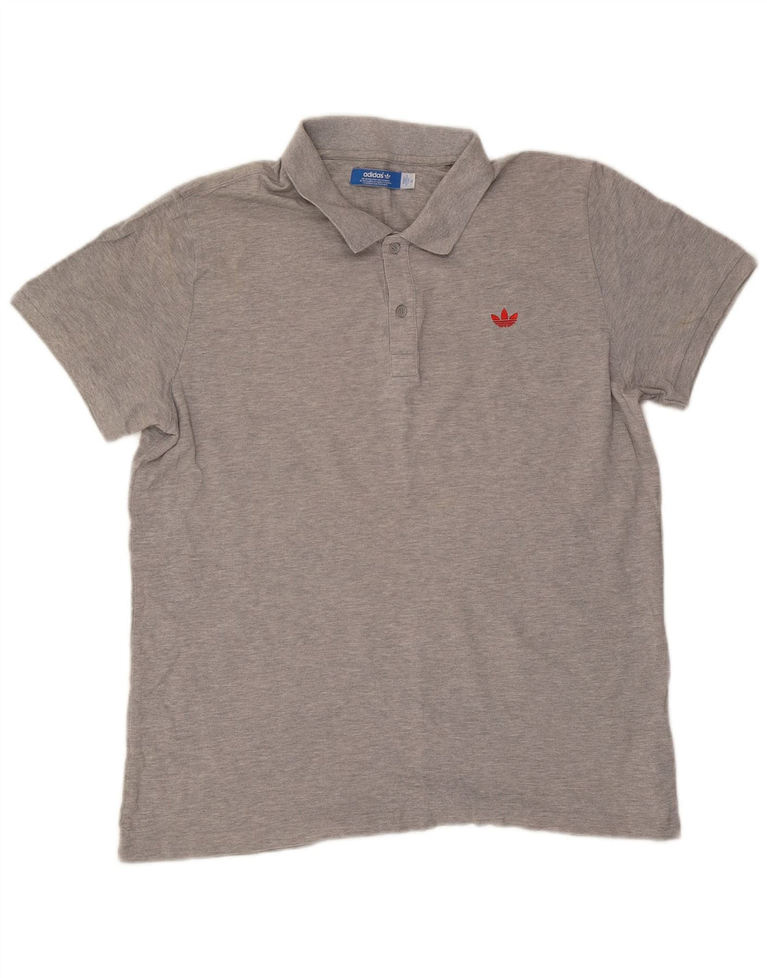 Camisa polo masculina Adidas XL cinza manchado de algodão