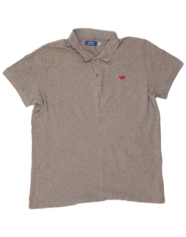 Camisa polo masculina Adidas XL cinza manchado de algodão