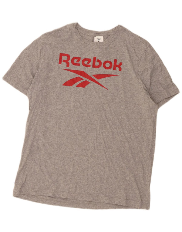 Camiseta gráfica masculina Reebok Top XL cinza manchado de algodão