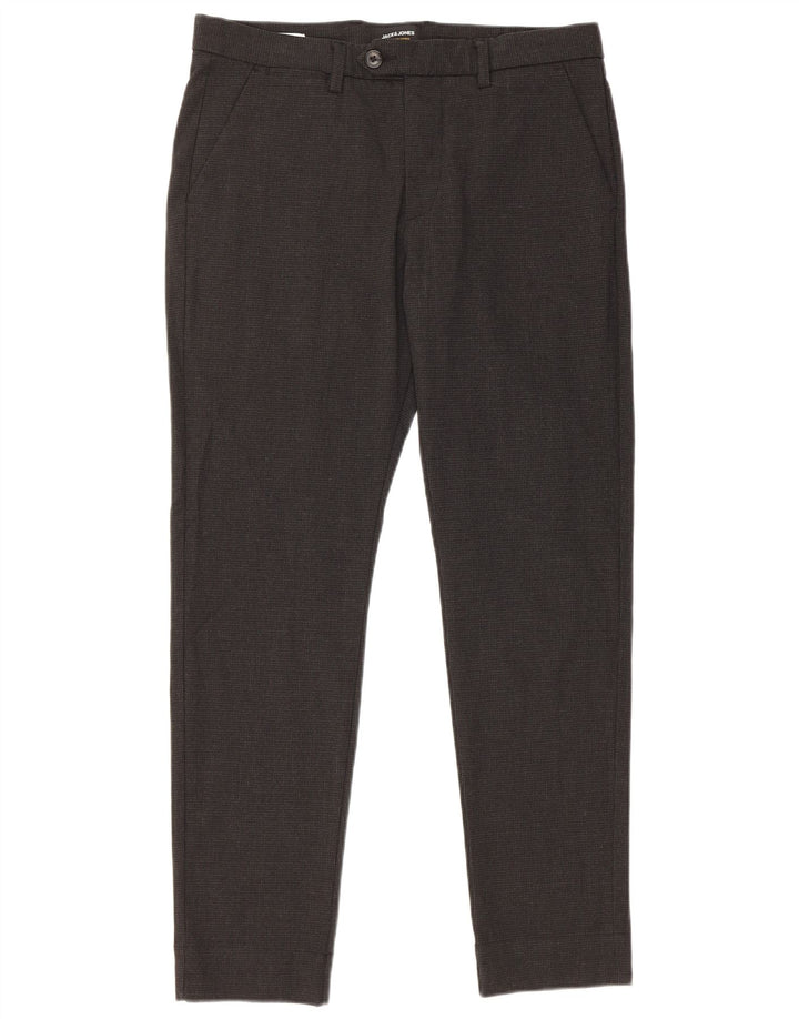 Calça casual masculina Jack & Jones Slim Fit W31 L30 cinza Houndstooth moderna
