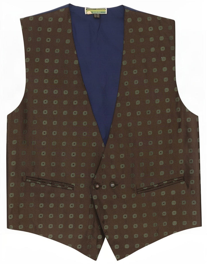 Colete masculino vintage IT 50 médio cáqui geométrico