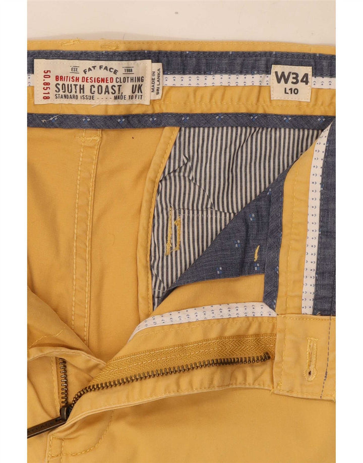 Fat Face Mens Chino Shorts W34 Grande Algodão Amarelo