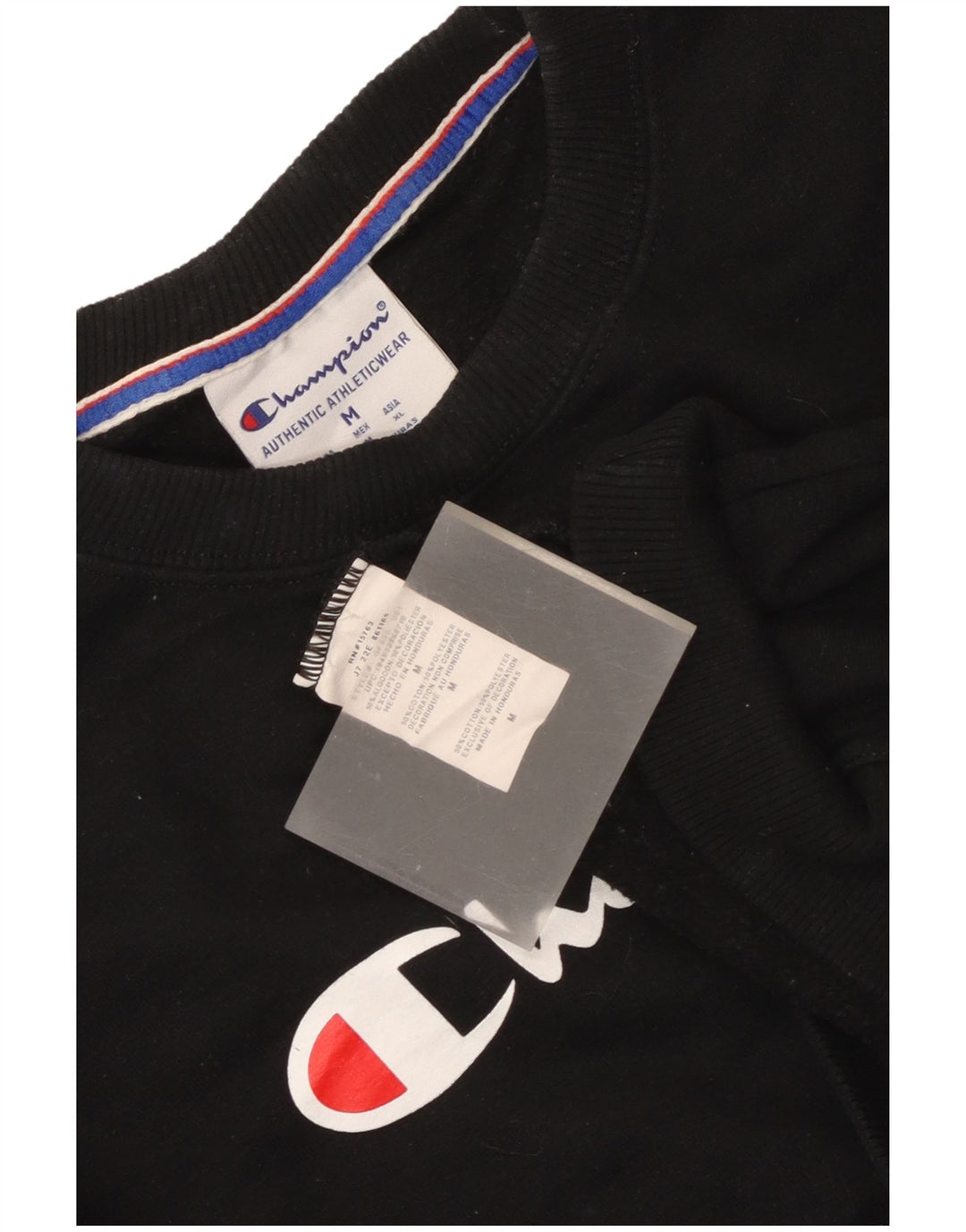 Champion feminino gráfico moletom jumper UK 14 médio algodão preto