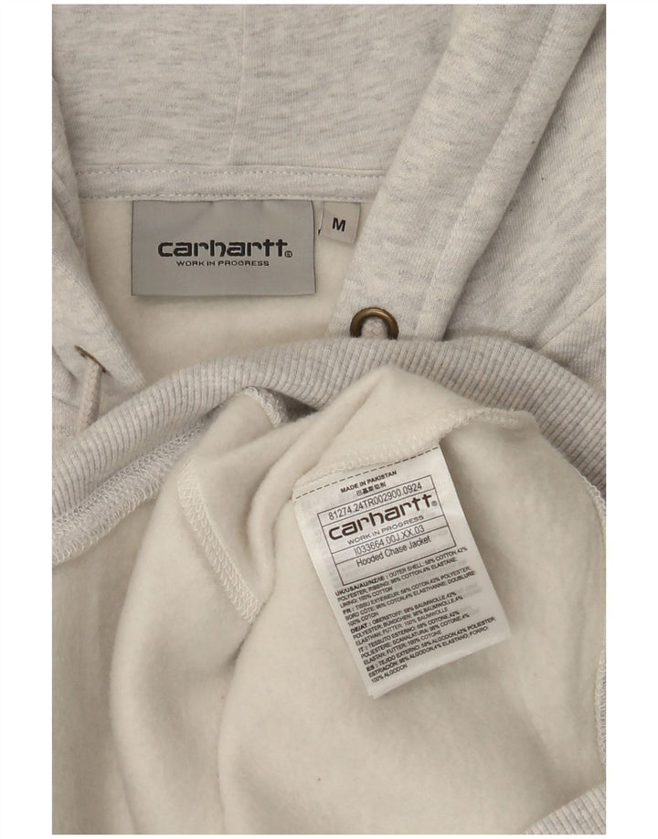 Suéter Carhartt masculino com capuz e zíper cinza médio algodão
