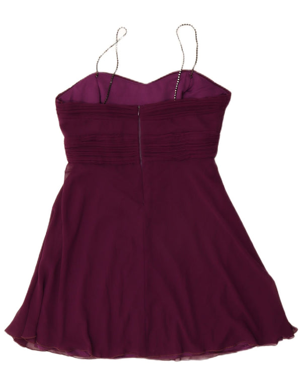 Vestido swing sem mangas feminino vintage IT 46 grande poliéster roxo