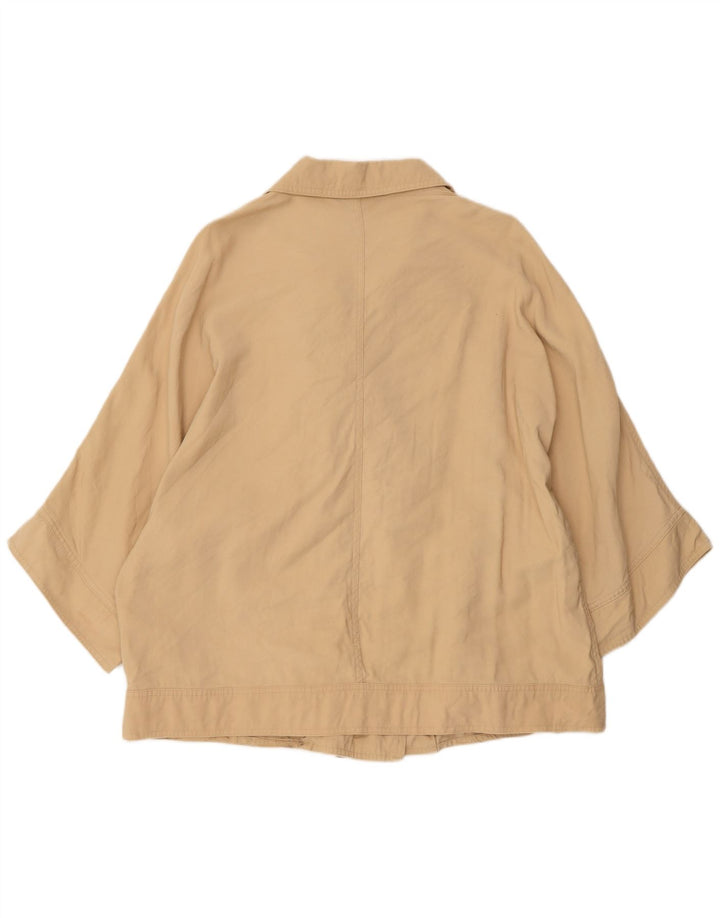 ZARA Womens Oversized 3/4 Sleeve Utility Jacket UK 16 Large Beige Viscose