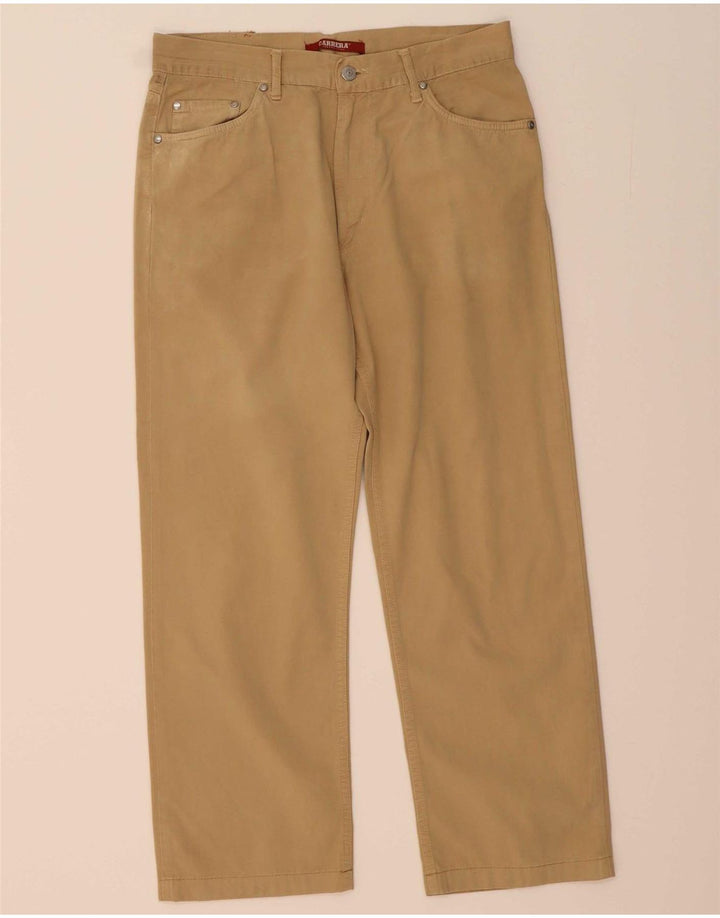 Calça masculina reta casual CARRERA W33 L26 algodão bege