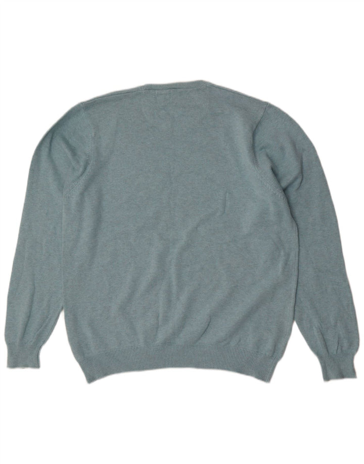 Suéter masculino Marks & Spencer Blue Harbor com gola redonda grande azul