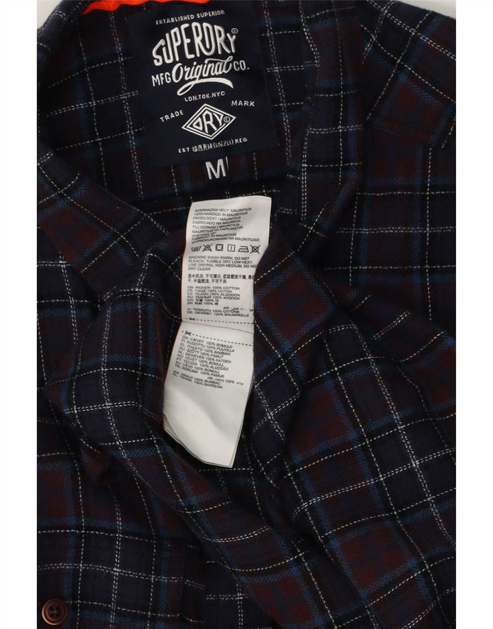 Camisa masculina Superdry de flanela regular fit médio algodão xadrez azul marinho