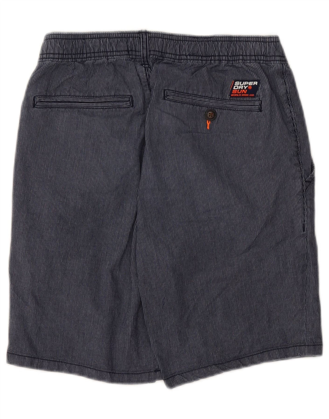 Shorts chino masculino SUPERDRY W30 algodão listrado azul marinho médio