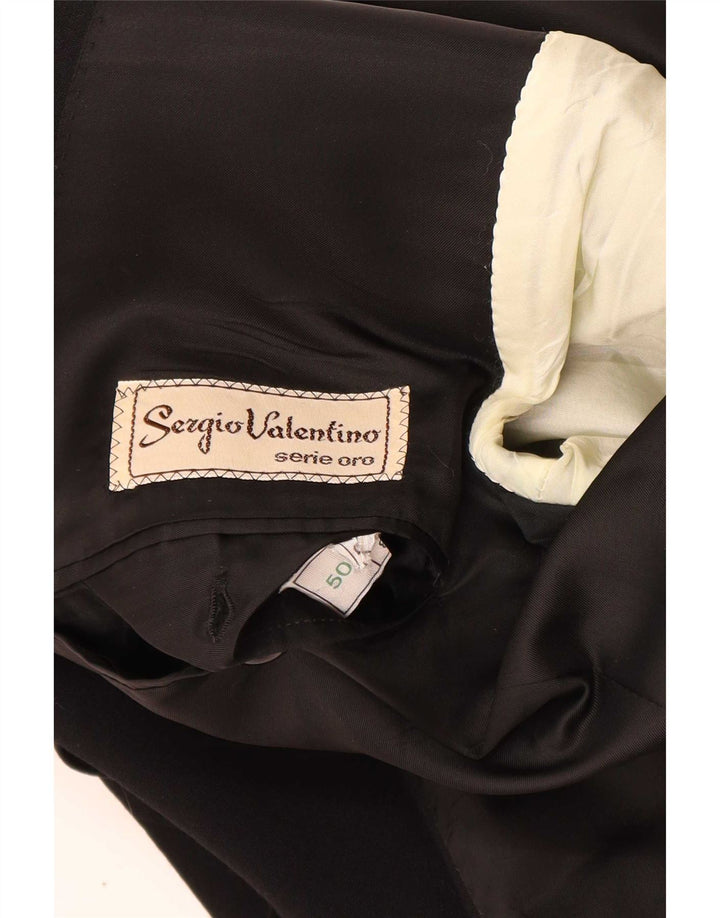 Jaqueta blazer masculina Sergio Valentino com 1 botão IT 50 grande lã virgem preta