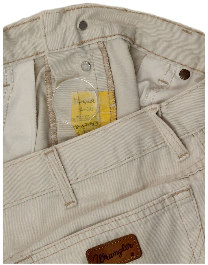 Wrangler Mens Straight Jeans W34 L30 Off White Algodão