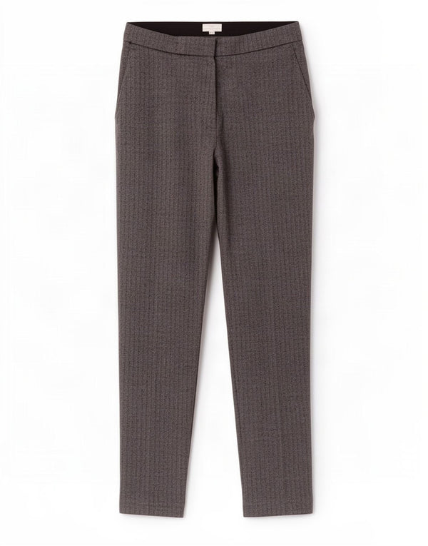 Zara Calça feminina reta de terno pequeno W26 L26 cinza espinha de peixe poliéster