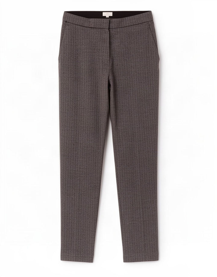 Zara Calça feminina reta de terno pequeno W26 L26 cinza espinha de peixe poliéster