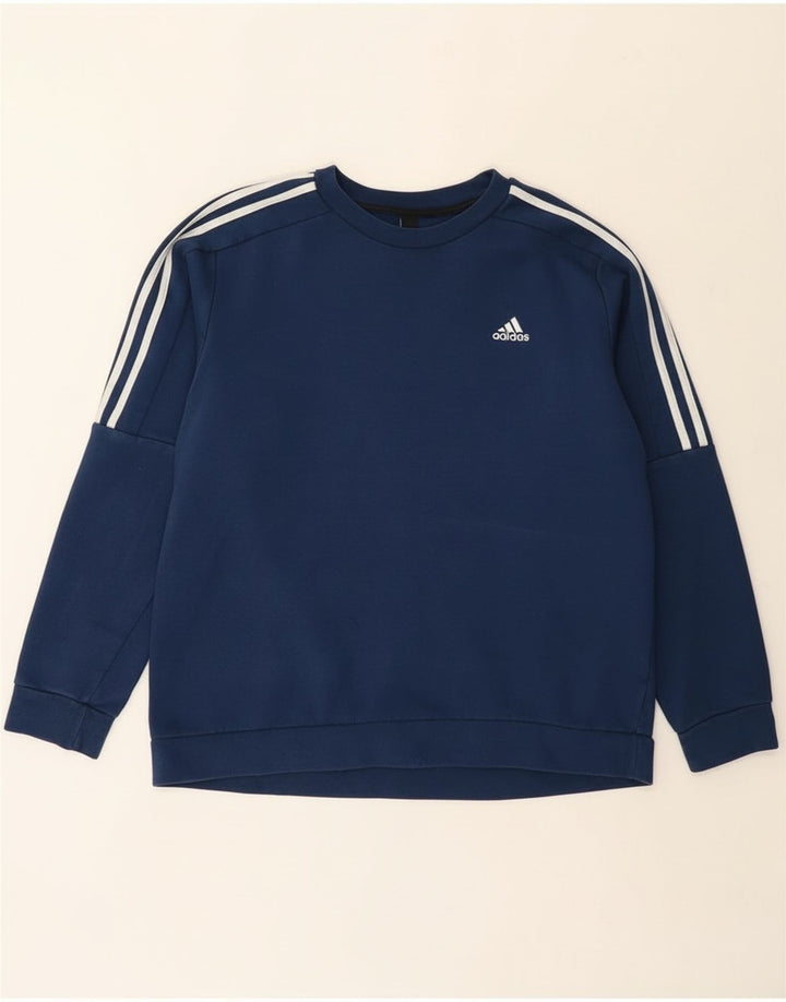 Adidas Mens Moletom Jumper Grande Algodão Azul Marinho