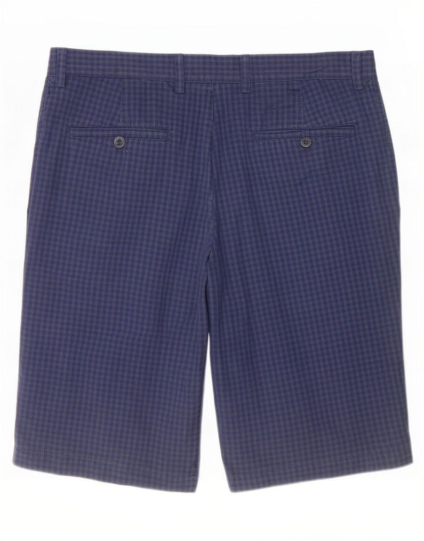 Shorts chino masculino Marks & Spencer grande W34 algodão guingão azul marinho