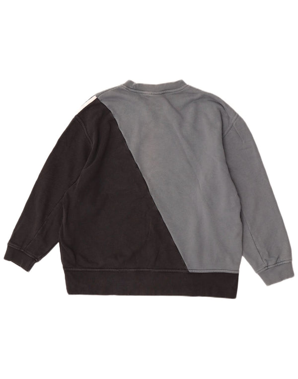 Adidas feminino gráfico moletom jumper UK 12 cinza médio colorblock