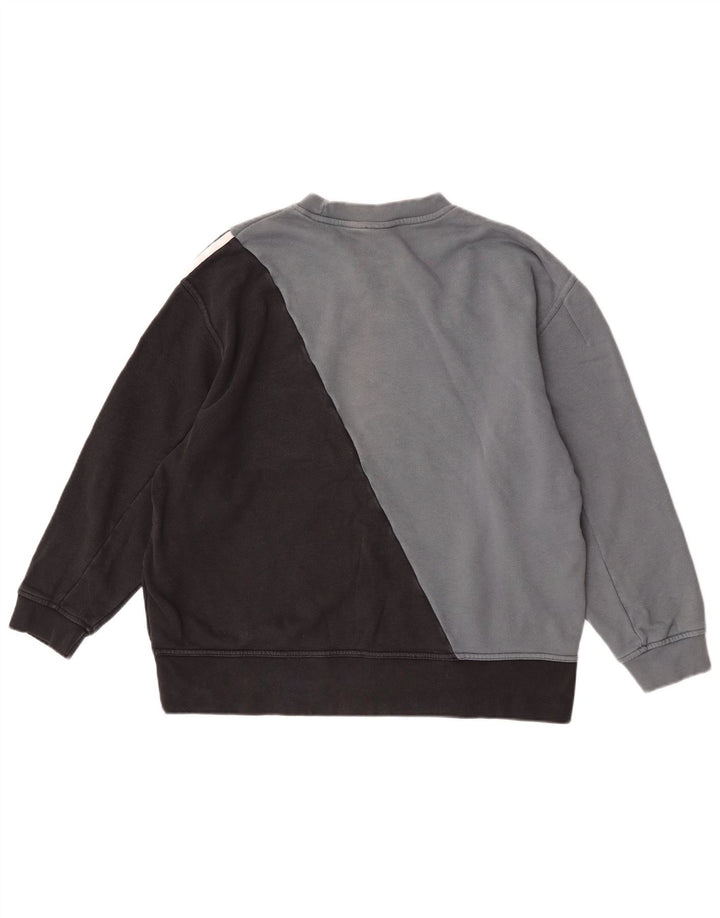 Adidas feminino gráfico moletom jumper UK 12 cinza médio colorblock