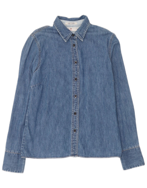 Camisa jeans feminina Tommy Hilfiger Reino Unido 12 algodão azul médio