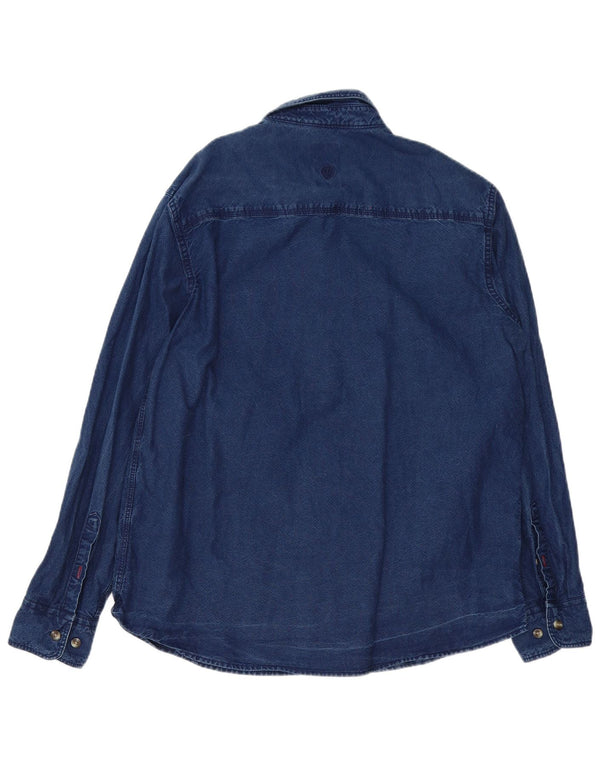Camisa jeans masculina Fat Face grande algodão azul marinho