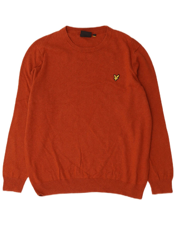 Lyle & Scott Suéter masculino com gola canoa 2XL algodão laranja