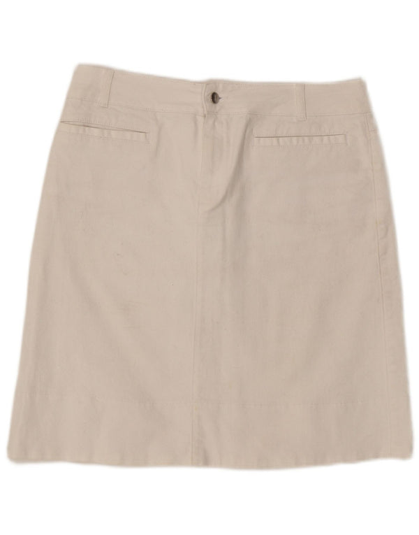 Saia jeans feminina Hobbs UK 14 grande W33 algodão branco