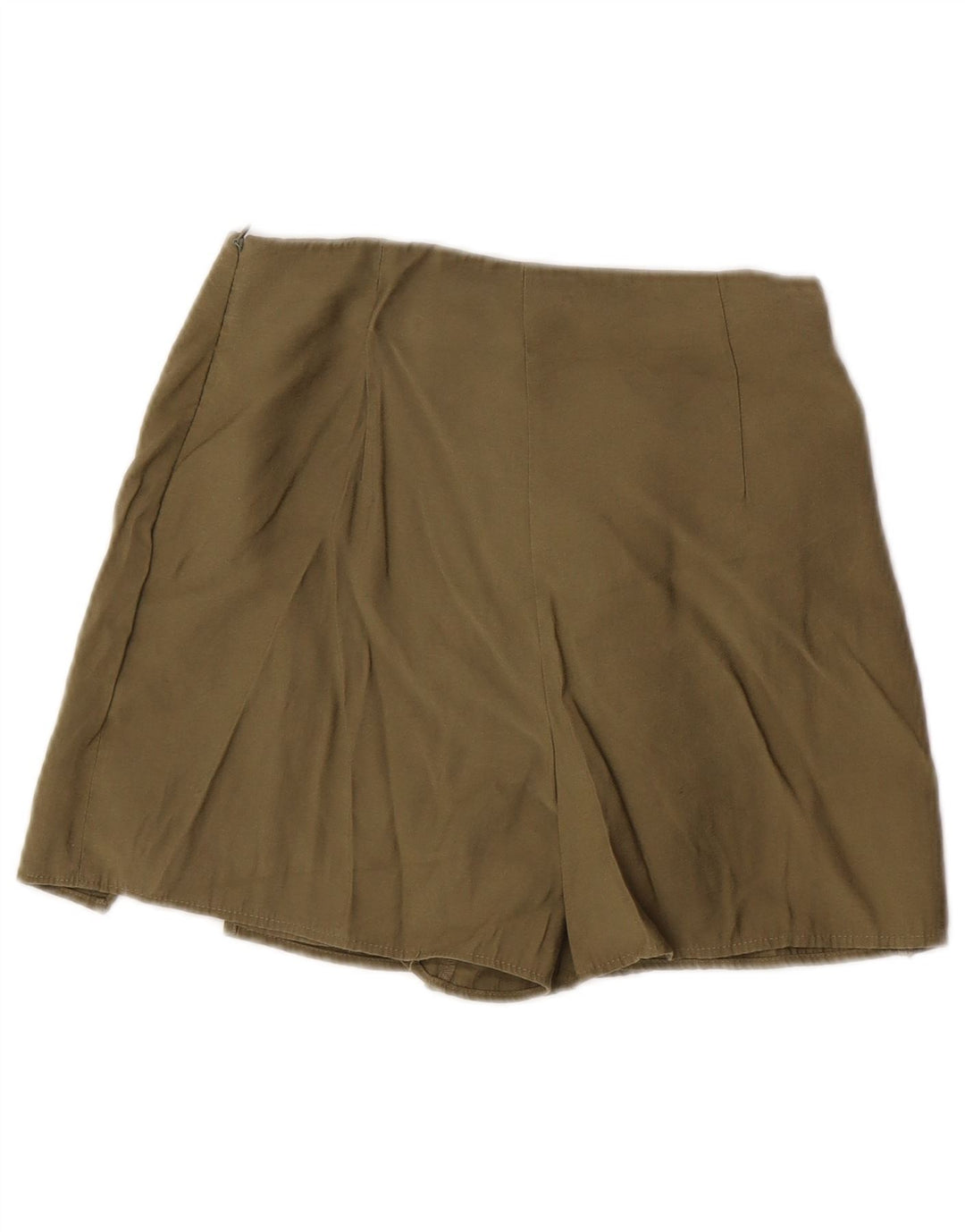 Zara Shorts feminino casual pequeno W26 cáqui modal