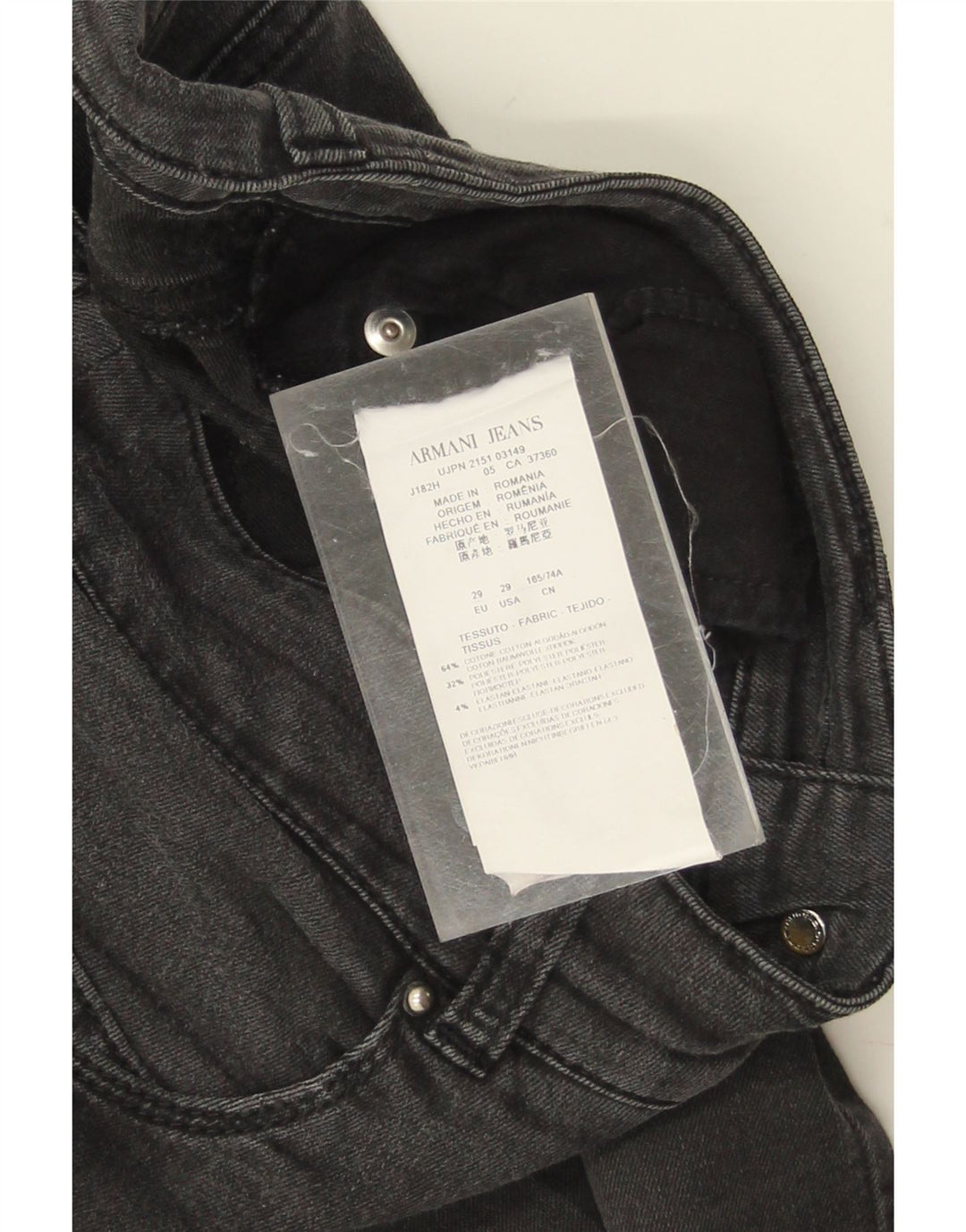 ARMANI Jeans Slim Feminino W29 L30 Algodão Preto